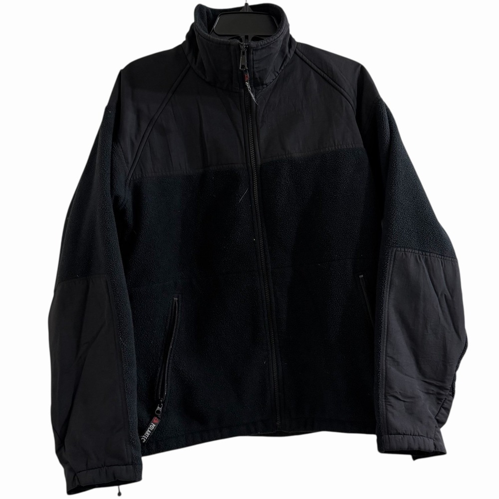 Cabela's Polartec Fleece Jacket Mens M Black Full Zip Outdoor Nylon Panel